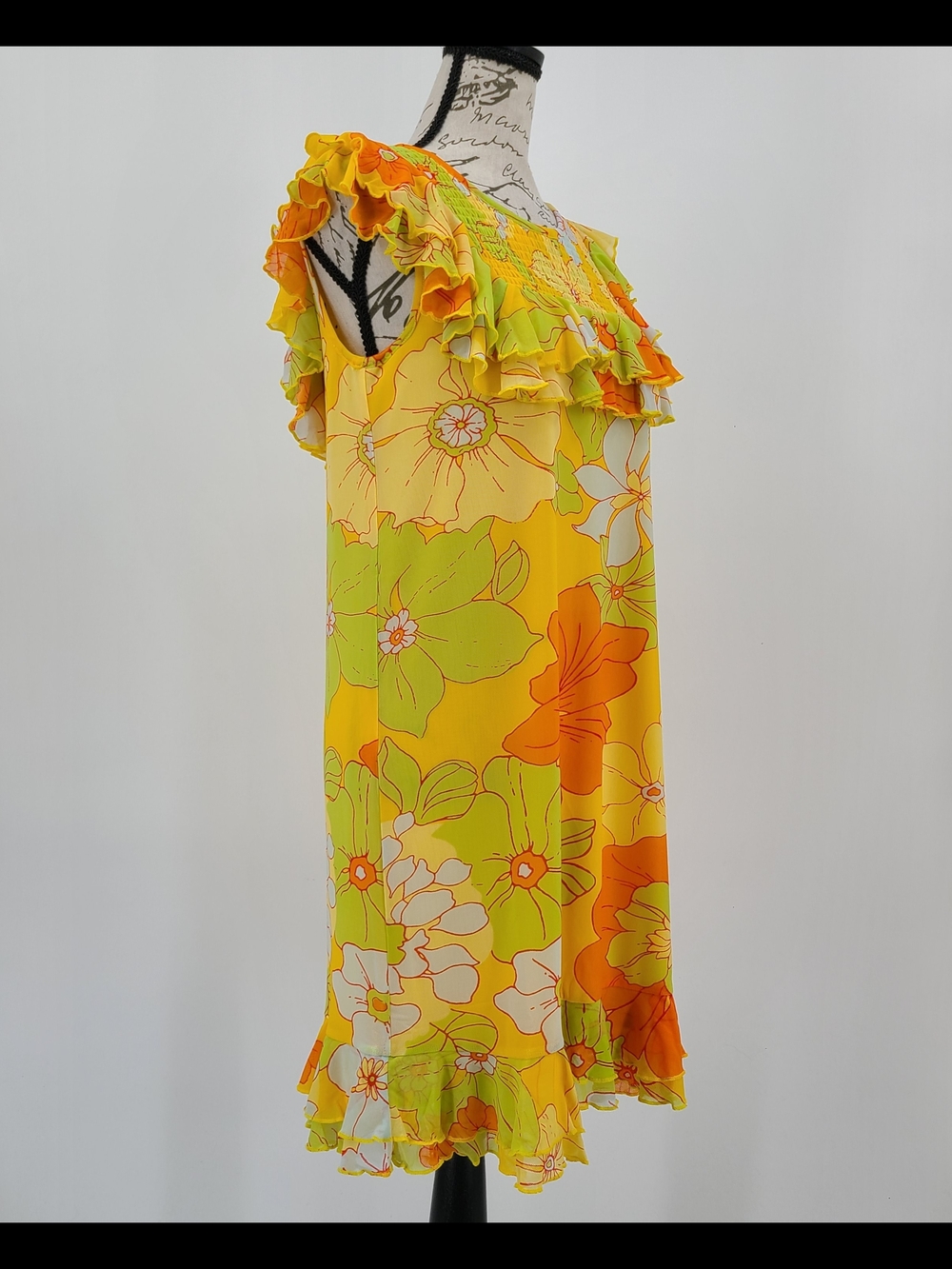 ModCloth Vibrant Floral Ruffle Dress Size Small